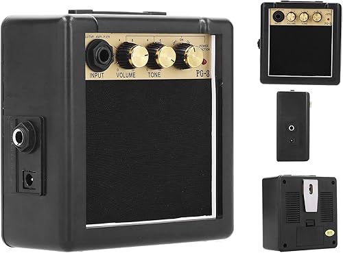 Miniatura 3 de Amplificador de guitarra, mini amplificador de guitarra dorado y negro, compacto para practicar música para niños principiantes para entusiastas de