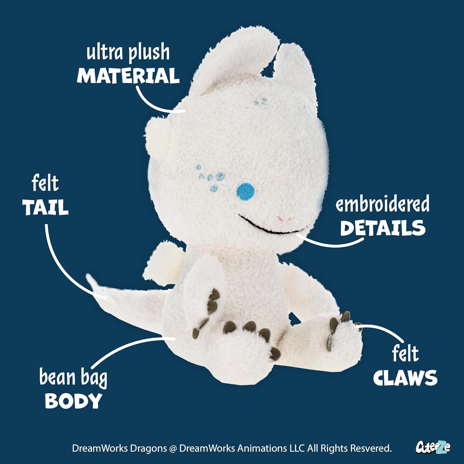 Kids Preferred How to Train Your Dragon Light Fury Cuteeze, Extra Soft Plush Stuffed Animal Toy for Boys and Girls – 12 Inch Size - Image 3