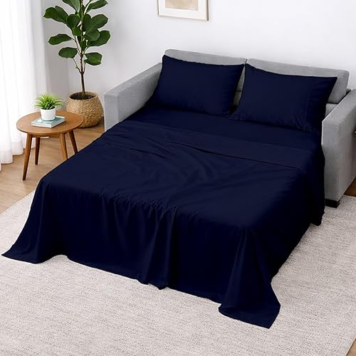 Miniatura 4 de Cottington Lane - Juego de sábanas para sofá cama tamaño Queen, 4 piezas de calidad premium 100% algodón egipcio para sofá cama extraíble, sofá