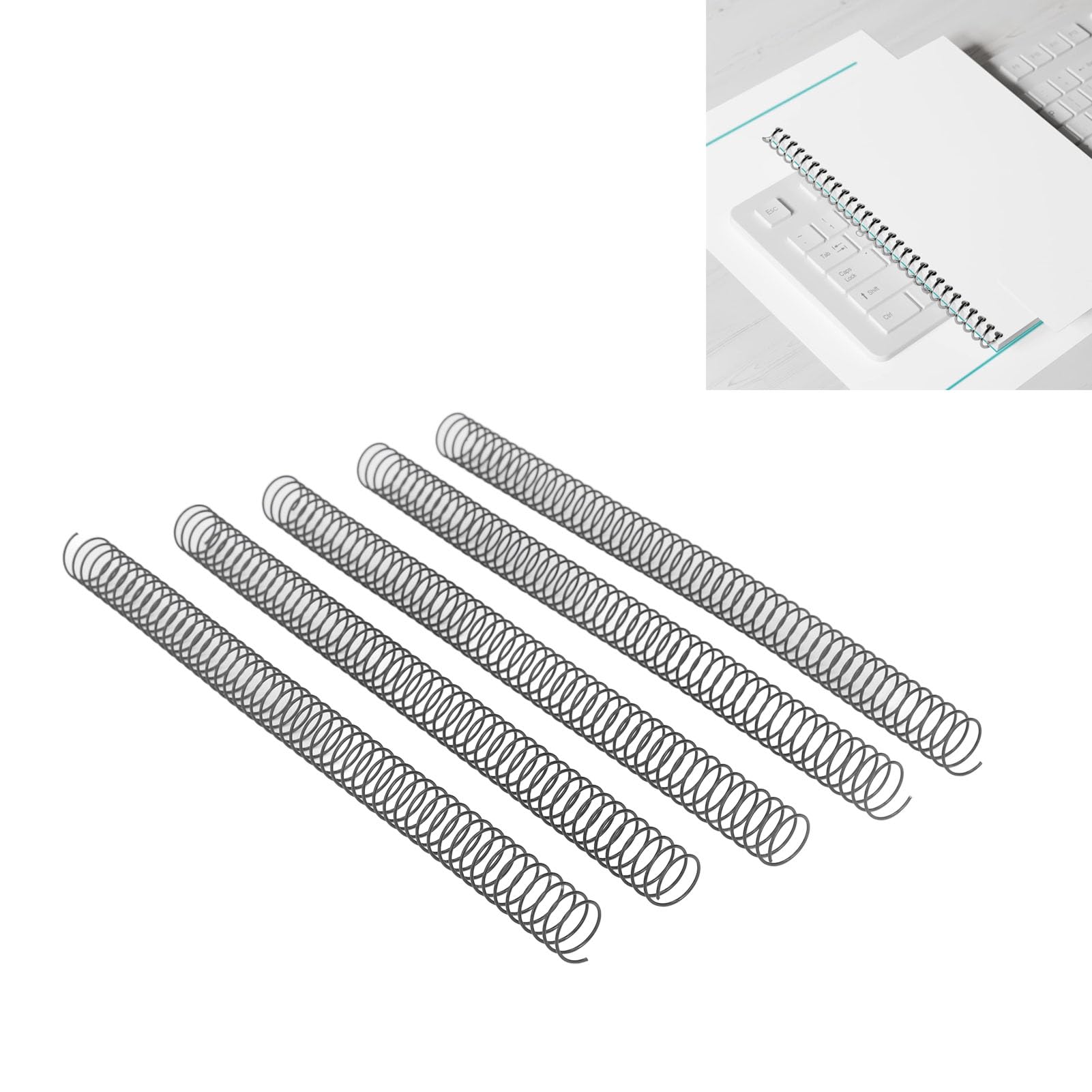 Metall-Spiralbindespulen, 19 Mm, 100 Stück, Teilung 4:1, 170 Blatt Kapazität für A4-Papier, Bindespiralen für Bürodokumente (#1)