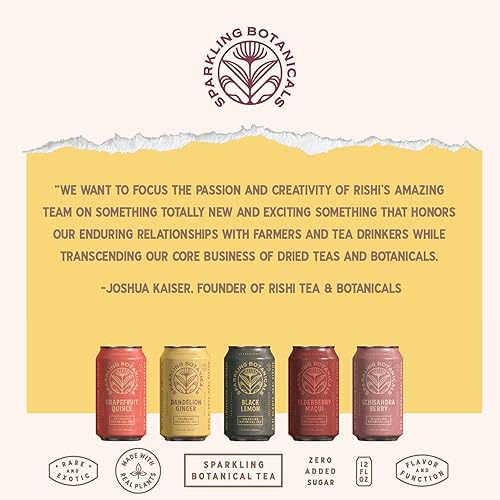 Miniatura 8 de Rishi Tea Black Lemon Sparkling Botanicals - Agua con gas, orgánica, sin azúcar, cero azúcar añadida, con cafeína, plantas reales, 12 onzas (paquete