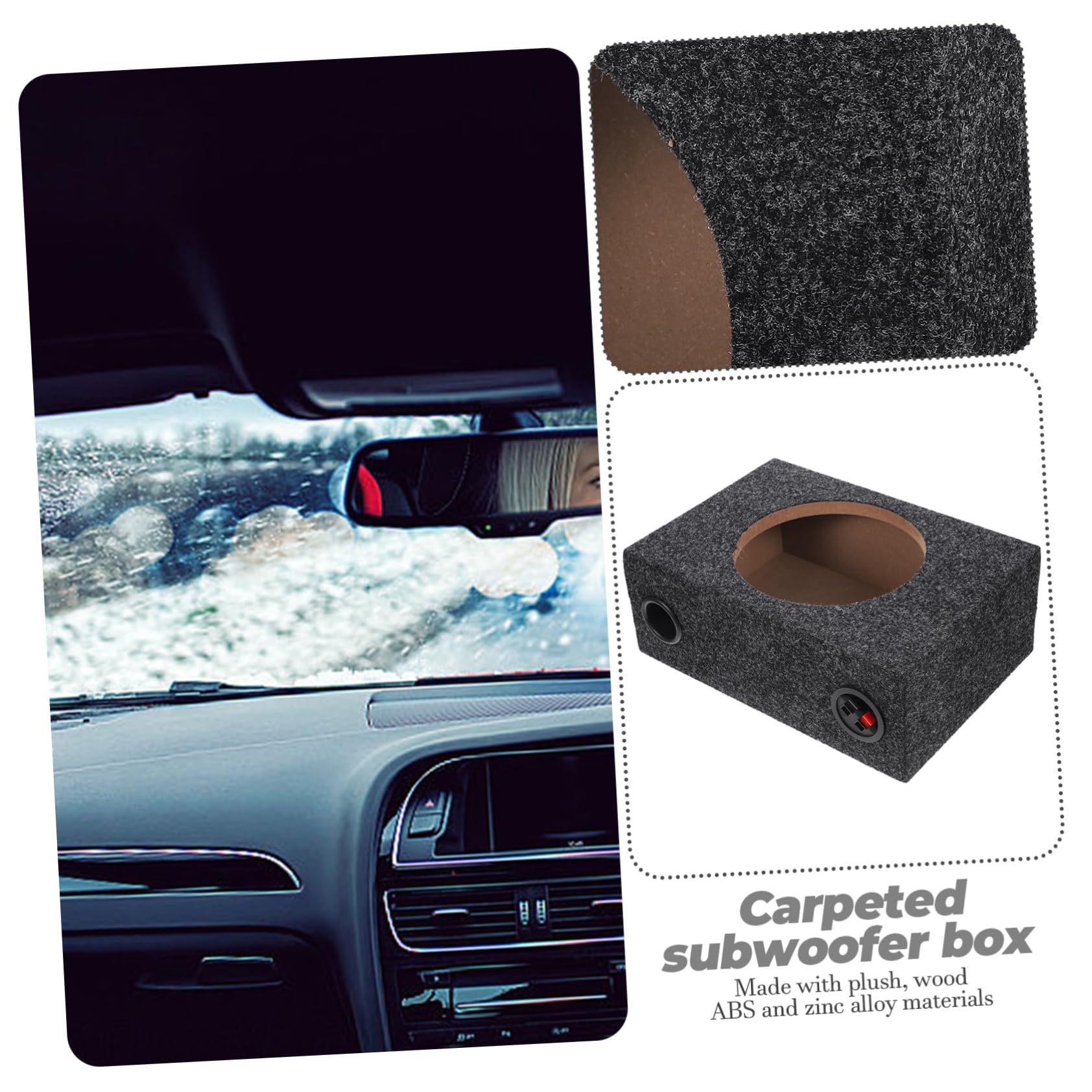 PLAFOPE Scatola per Subwoofer da 8 Pollici per Auto in Legno Nero Rivestimento in Peluche, Resistente e Facile da Usare per Appassionati di Audio