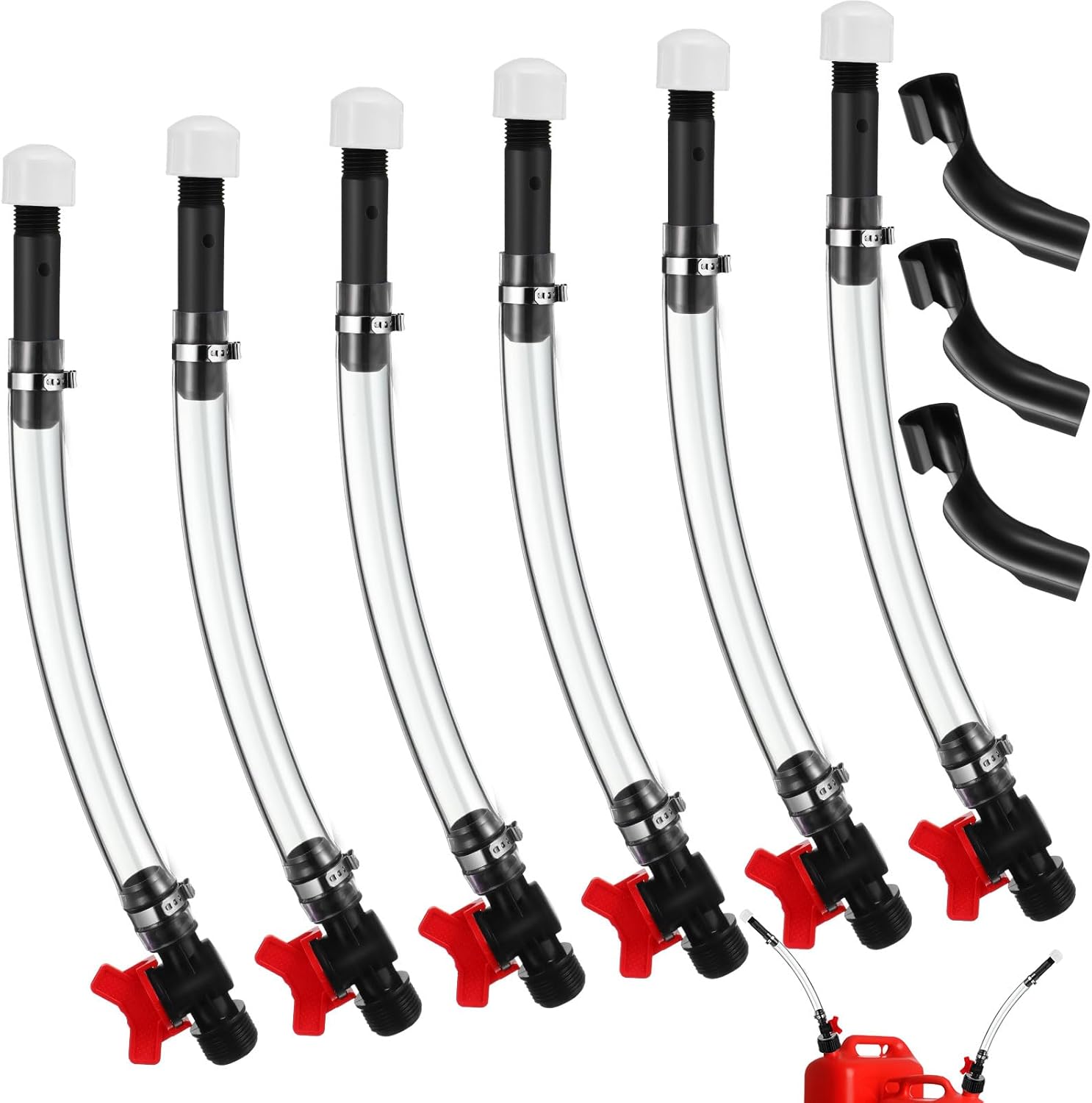 6 Pack Racing Fuel Filler Jug Hose 14 Inch Transparent Gas Can Hose with 3 Pack Bender Clear Fuel Filler for Racing Container Tank 3/5/5.5 Gallon Gas Can