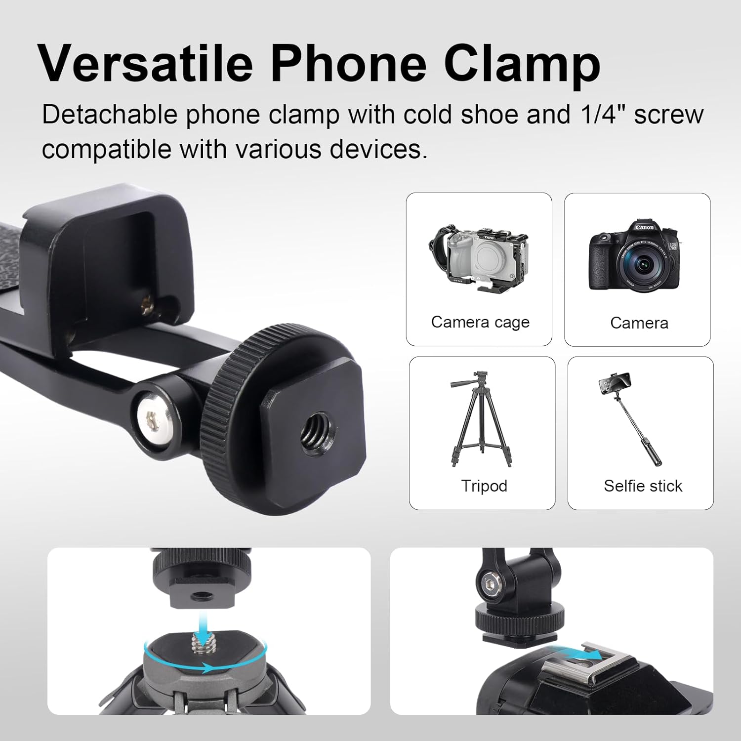 Mini Camera Tripod Kit, All Aluminum Desk Tripod with 360° Phone Holder for DSLR/Action Camera/Cellphone, Phone Tripod Stand Selfie Stick for Video Recording/Vlogging, Max Load 11lbs (SY027)
