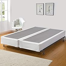 Nutan 8-Inch Fully Assembled Wood Split Traditional Box Spring/Foundation for Mattress Set, Queen, White