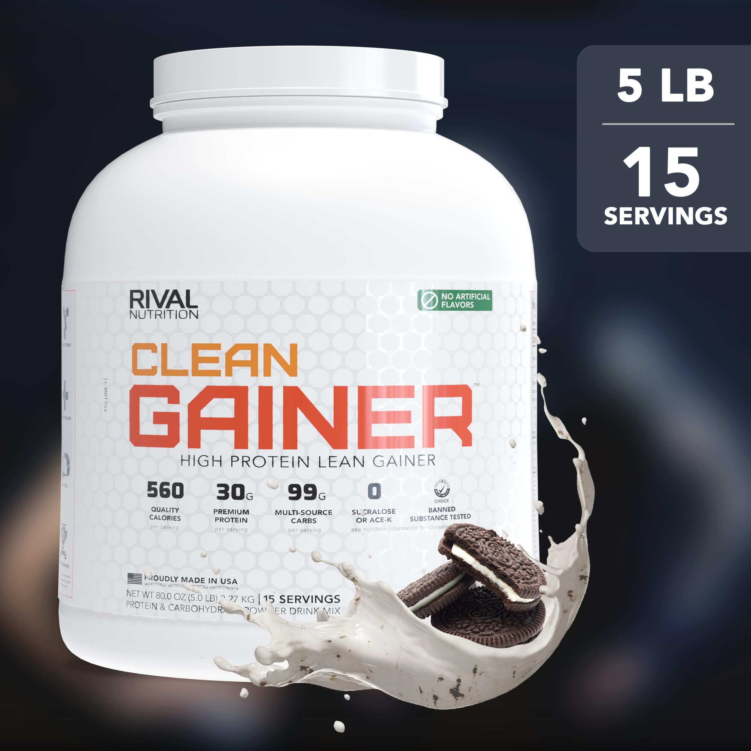 Rival Nutrition Clean Gainer Protein Powder (Cookies & Cream, 5 lb) — Amazon image 6