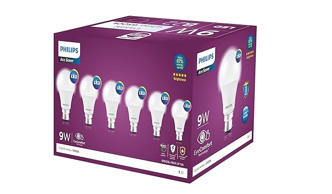 Philips 9-Watts Multipack B22 LED Cool Day White LED Bulb, Pack of 6, (Ace Saver) at Rs. 399