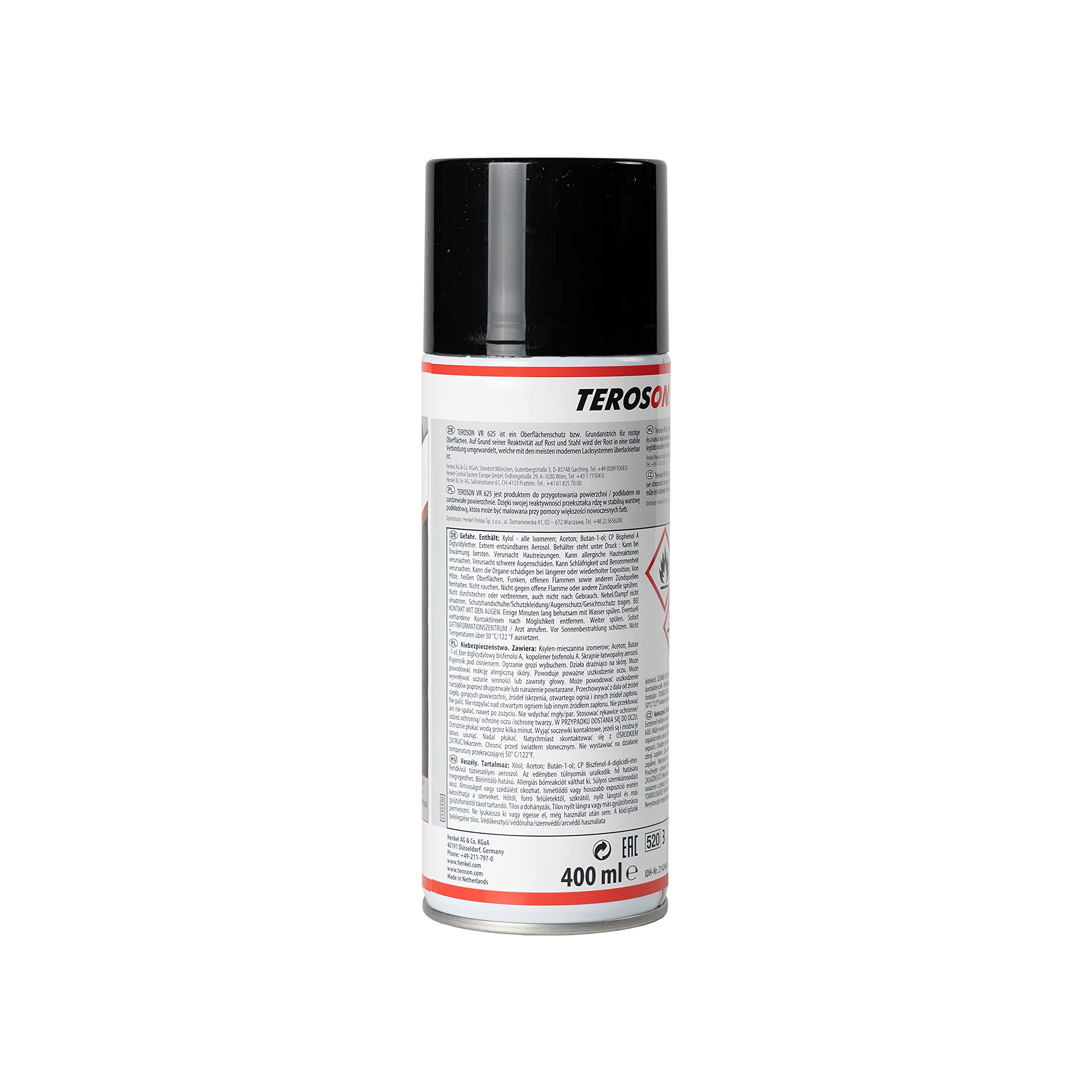 Teroson VR 625 Convertitore di ruggine a base di resine sintetiche, Spray per il trattamento di varie forme di ruggine, Convertitore di ruggine Spray con primer, 1 x 400 ml