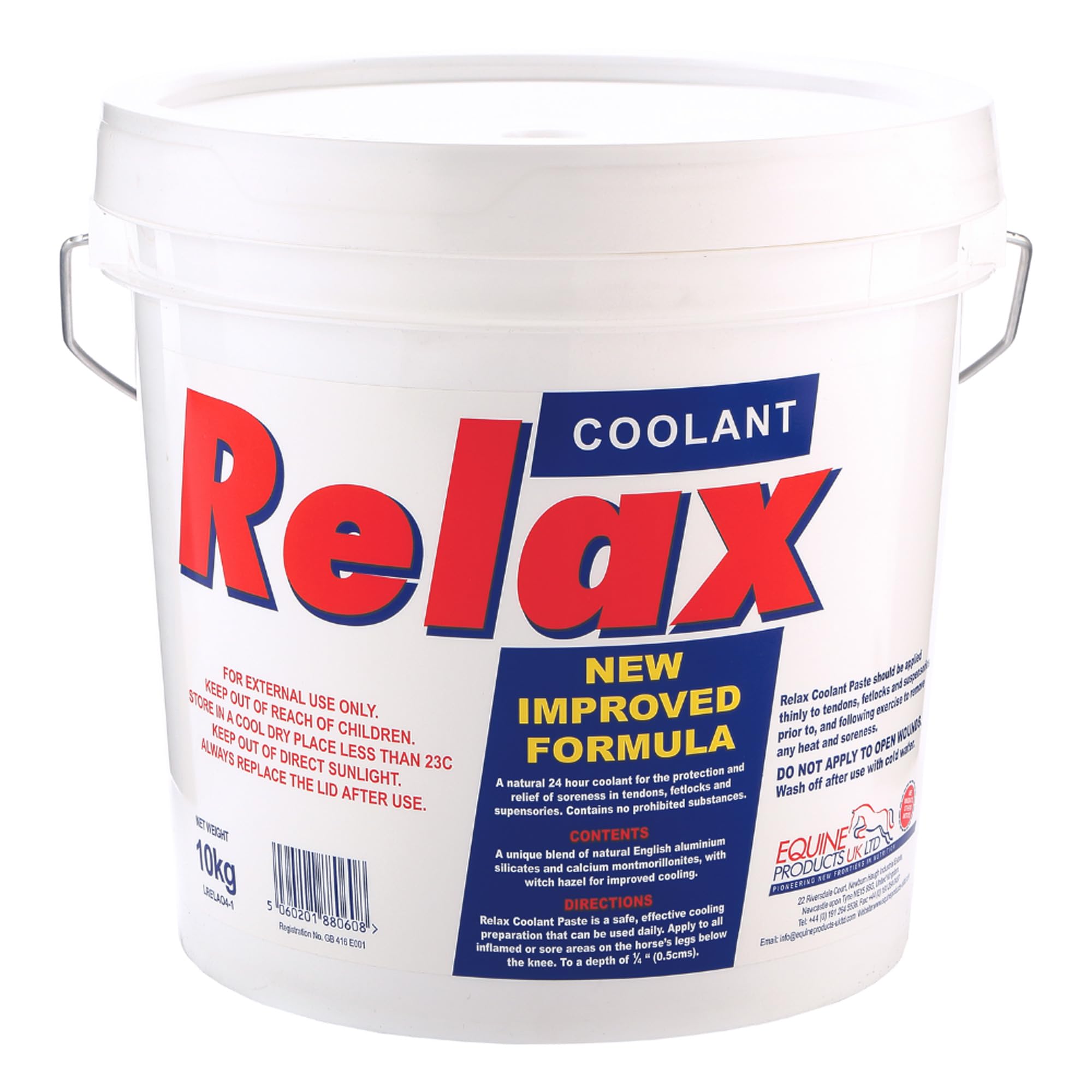 Equine Products Relax Horse Coolant Clay. A coolant clay traditionally for soothing swelling and soreness in tendons, fetlocks, suspensories, cannon bones and shins. (10KG)