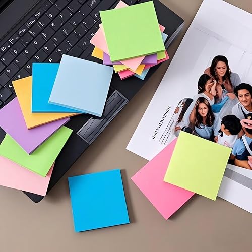 Miniatura 4 de iKyce 12 almohadillas de notas adhesivas 3 x 3 pulgadas almohadillas autoadhesivas de colores brillantes 80028-A12