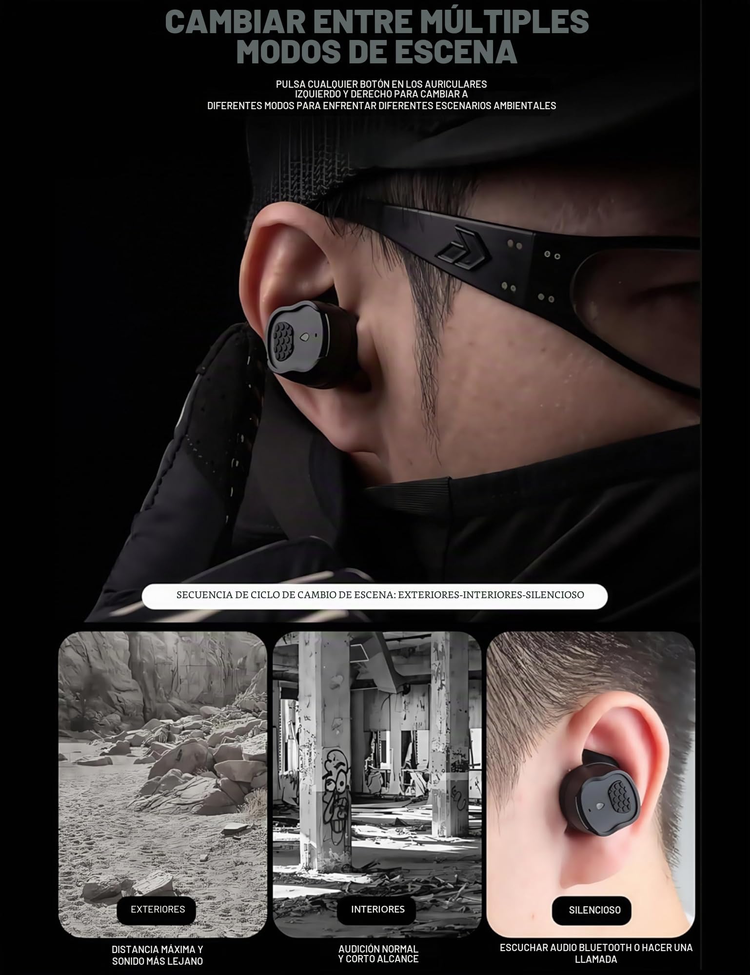 ACEXIER Auriculares tácticos Bluetooth 5.3 con cancelación de ruido, intraauriculares para caza y tiro, protección auditiva