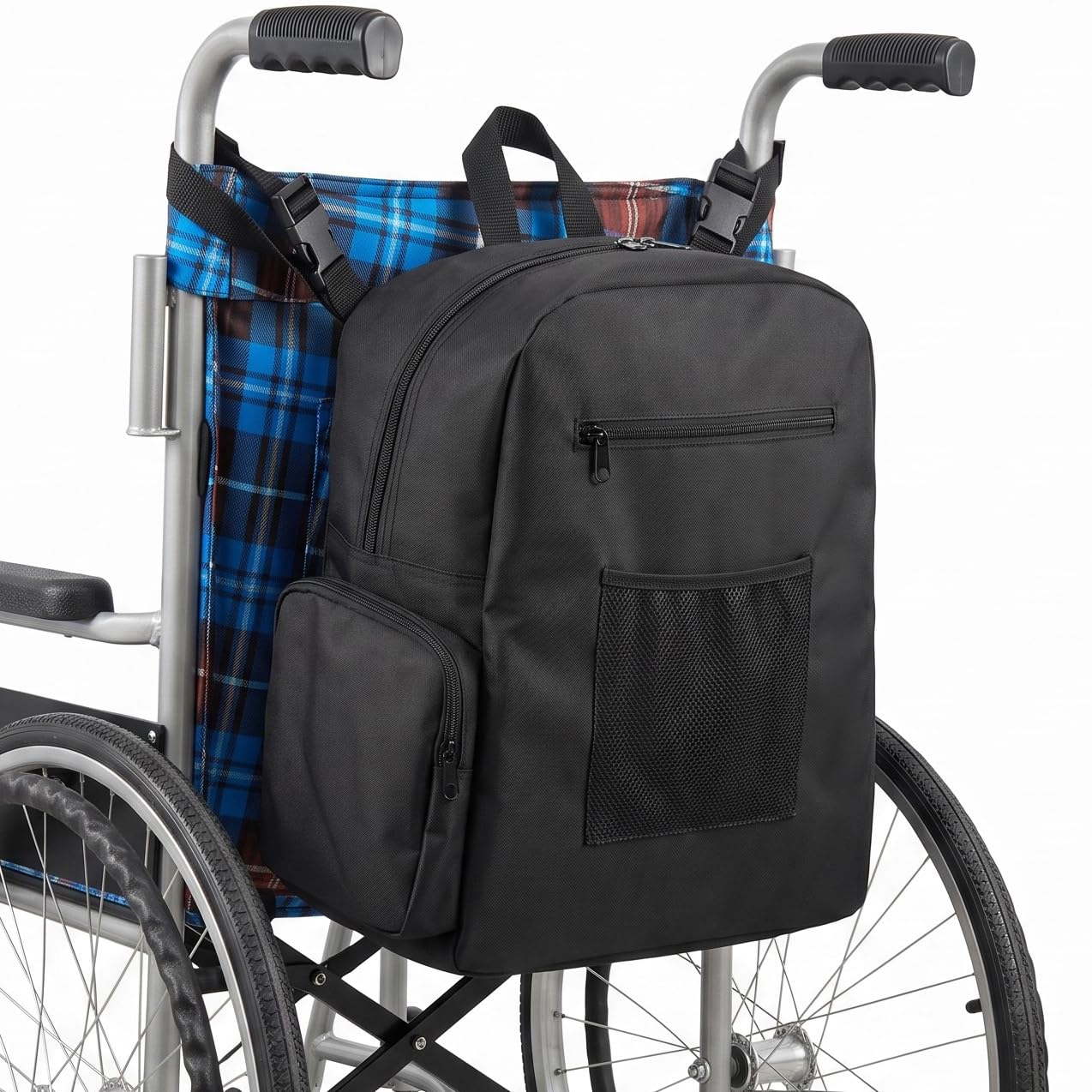 Bolsas de tela Oxford duraderas para silla de ruedas para respaldo de silla con bolsillos, dispositivos de movilidad, accesorio grande para silla de ruedas, bolsa de almacenamiento
