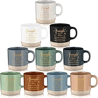 10 Pcs Galentine's Day Friendship Gifts for Women Ceramic Friends Mugs Friendship Cups Bulk 13oz Friends Are Like Stars Coffee Mug for Galentines Party Sisterhood Sister Besties Valentines Birthday