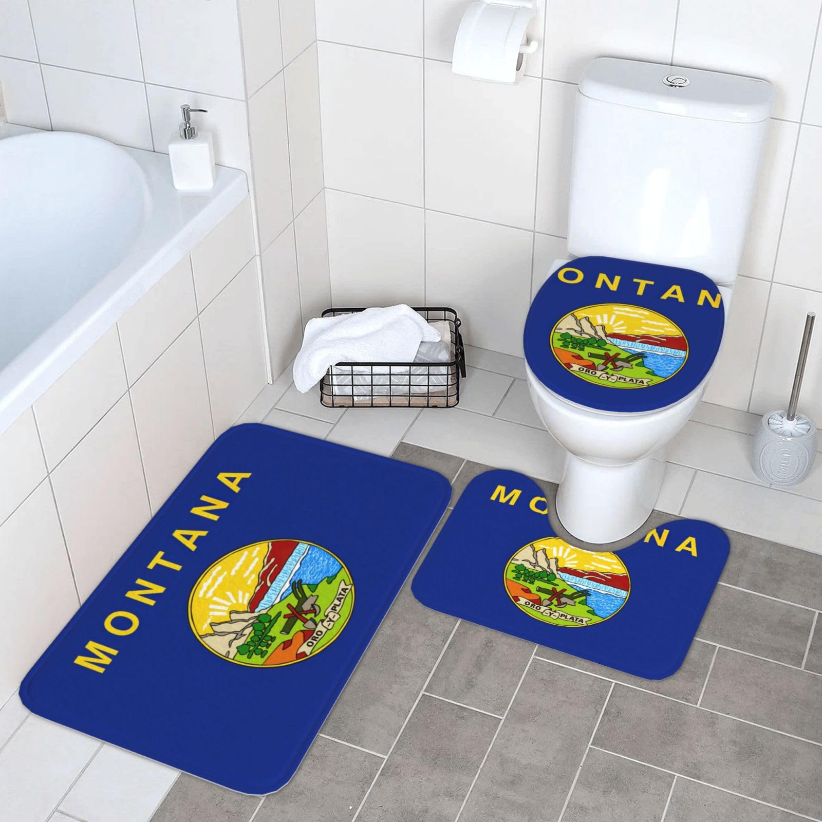 Tapis de bain Montana en flanelle pour éviter les glissades sur sol de douche mouillé
