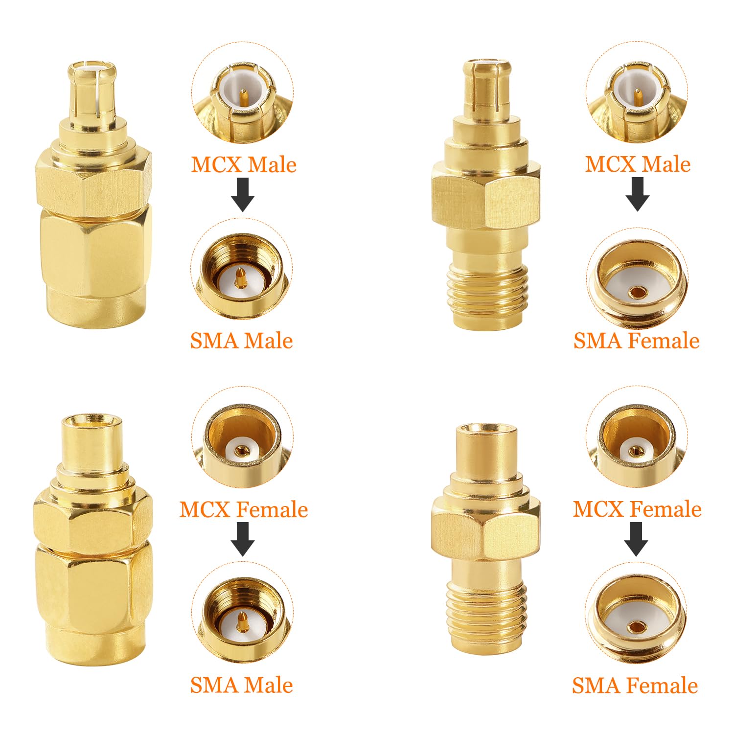 SMA Adattatore MCX Kit 4 Pezzi, Antenna Connettore per 4G LTE WiFi Router GPS