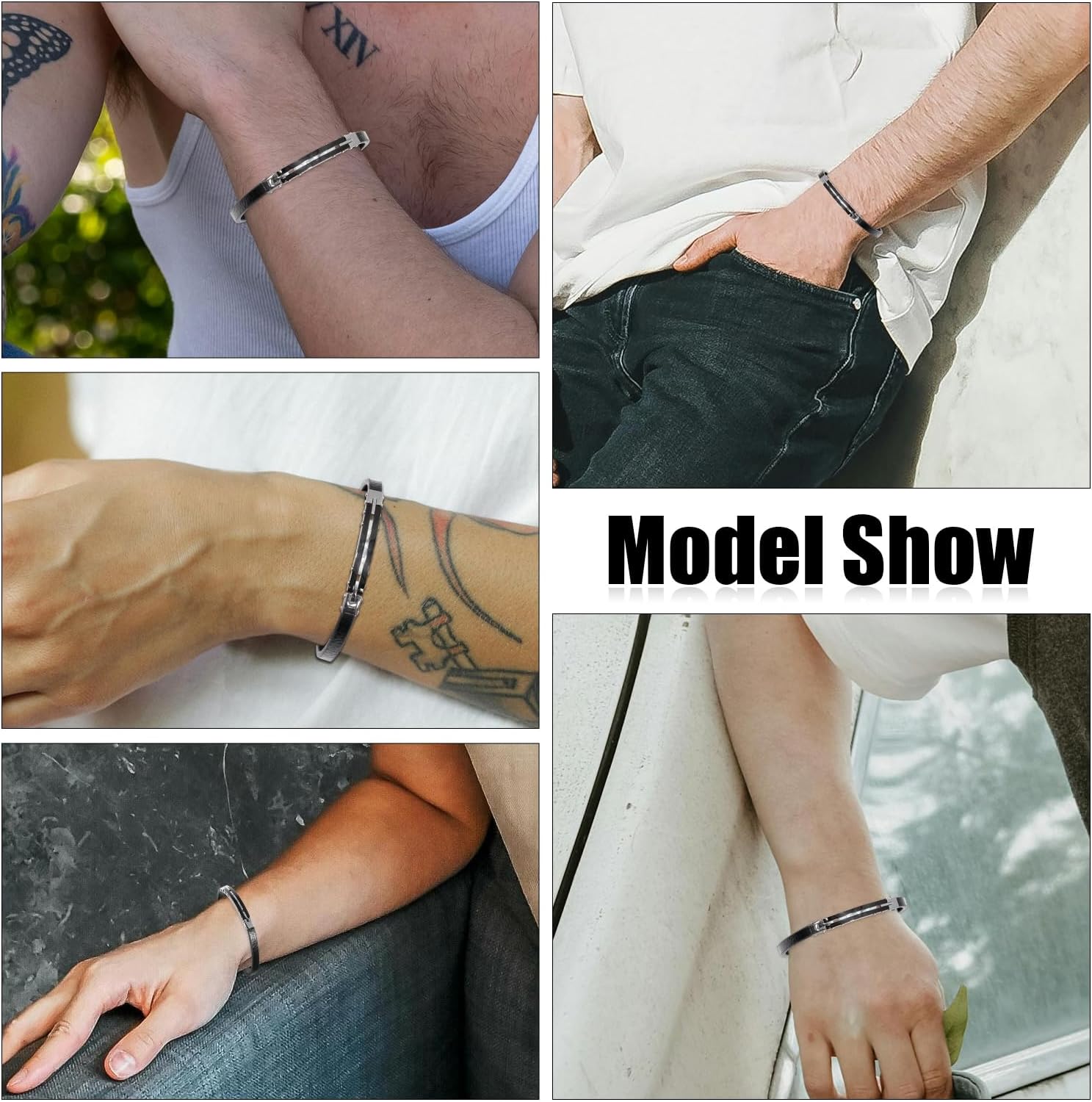 Mens Leather Bracelet with Clasp, Black Braided Leather With Black Inspirational Bangle Bracelets Wristband for Men, Gifts for Dad, Friends, Husband - Image 8