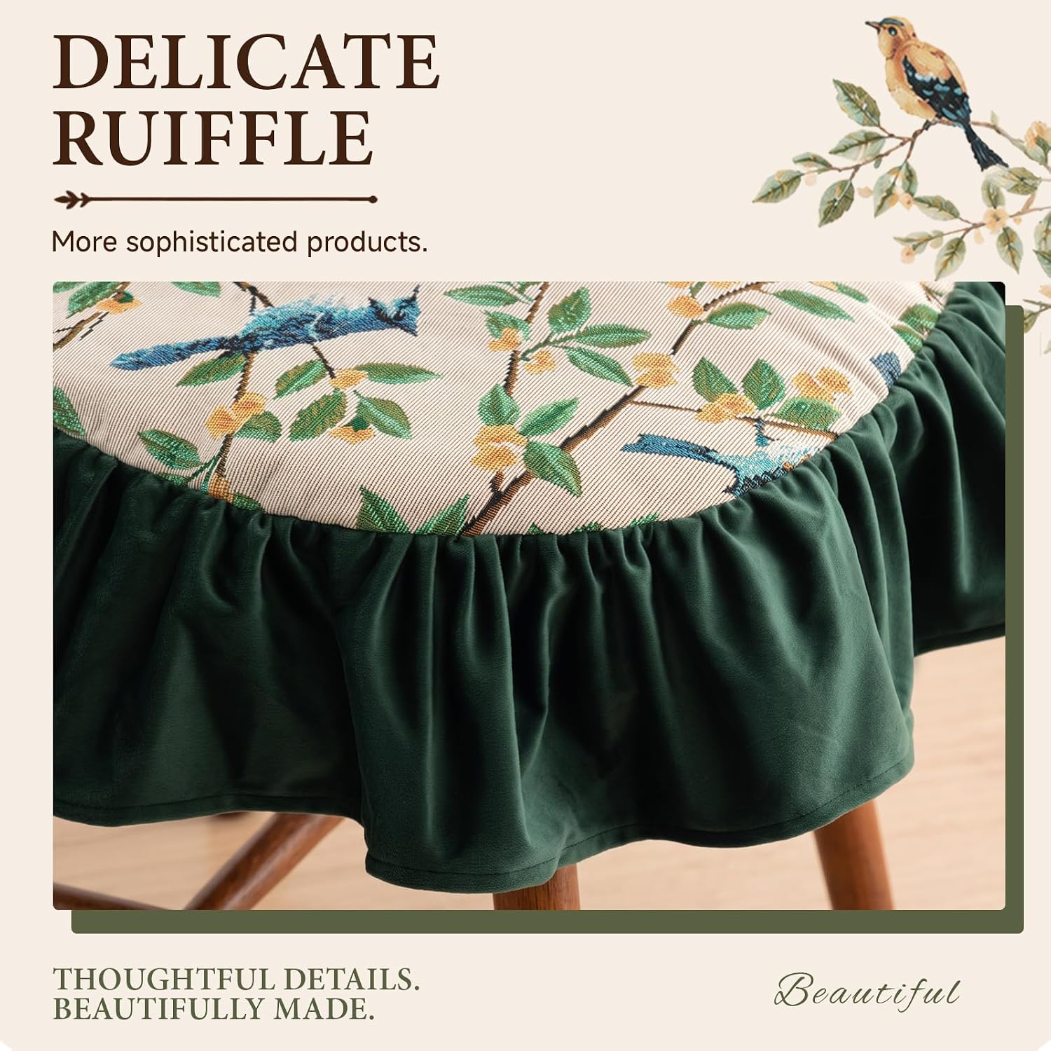 Novabright Set of 4 Ruffle Chair Cushions