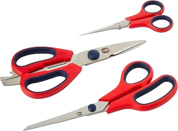 Spear & Jackson SCISSORS3PS 3 Piece Scissor Set, Red/Silver, 20 x 26 x 1.5 cm