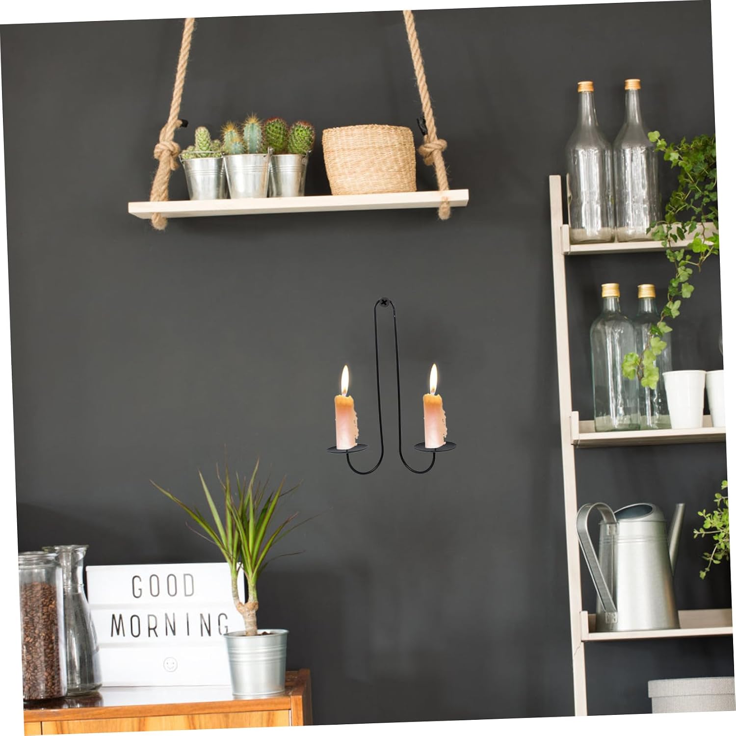 2pcs Vintage Wall Candle Sconce Holder Double Arm Iron Wall Mounted Candle Stand for Home Decor Fireplaces and Weddings Stylish Decorative Sconces