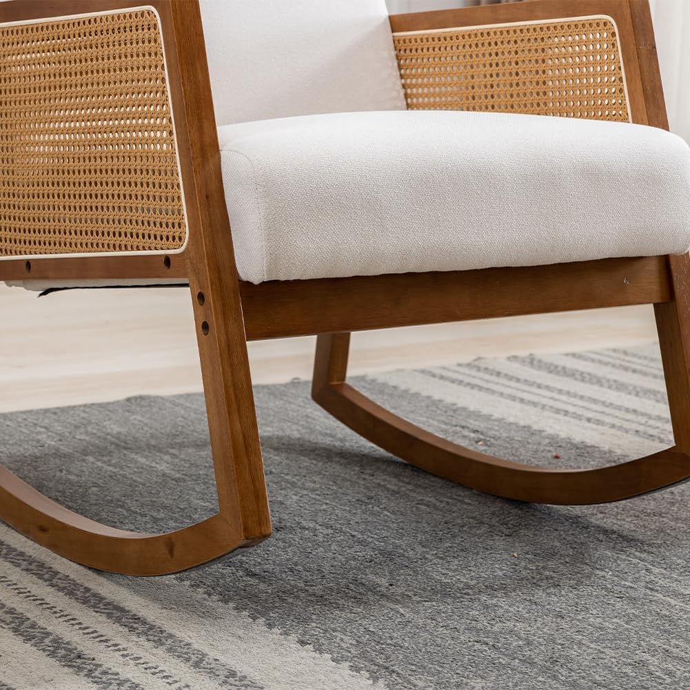 0717-B0CW1NQVYL Upholstered Glider Rocker, One Size, Beige as Shown