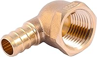SharkBite UC308LFZ 1/2 x 1/2 Inch Brass Crimp 90° Elbow Fitting for PEX Pipe & Threaded Connections - Lead-Free DZR