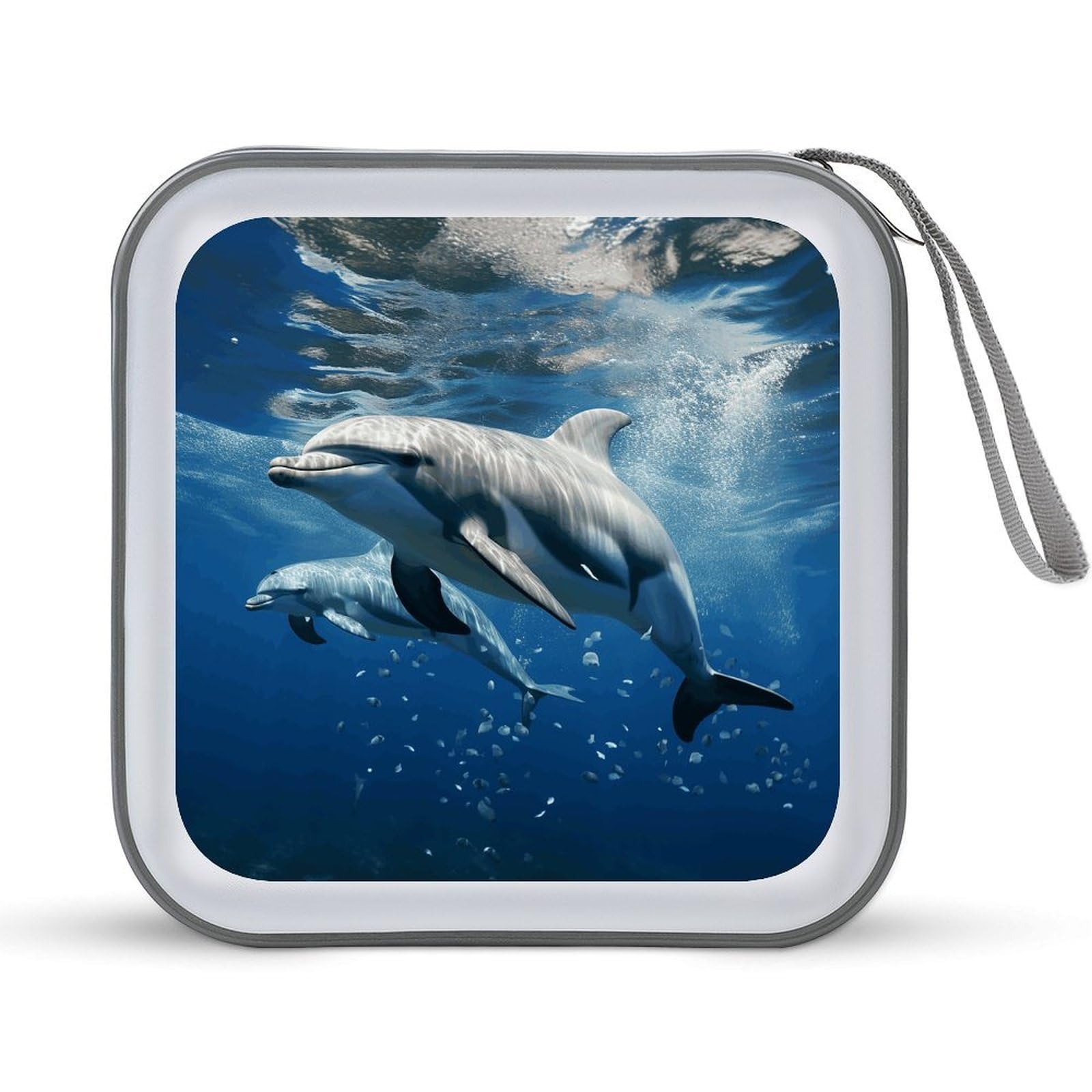VstaDank Cute Dolphins 40 Capacity DVD Case with Zipper Disc, Portable CD Storage Organizer Hard Plastic Storage Wallet Organizer Organizer