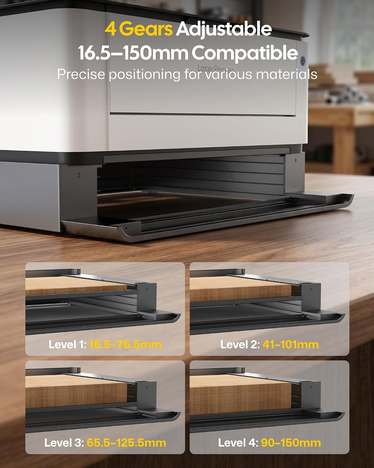 LaserPecker Riser Base with Rotary Extension for LX2 Laser Engraver Cutter Engraver, Upgrade Workpiece Height up to 5.91'' Height, Perfect for Tumblers, Mug, Cylinders, Cones, Wine Glasses and More