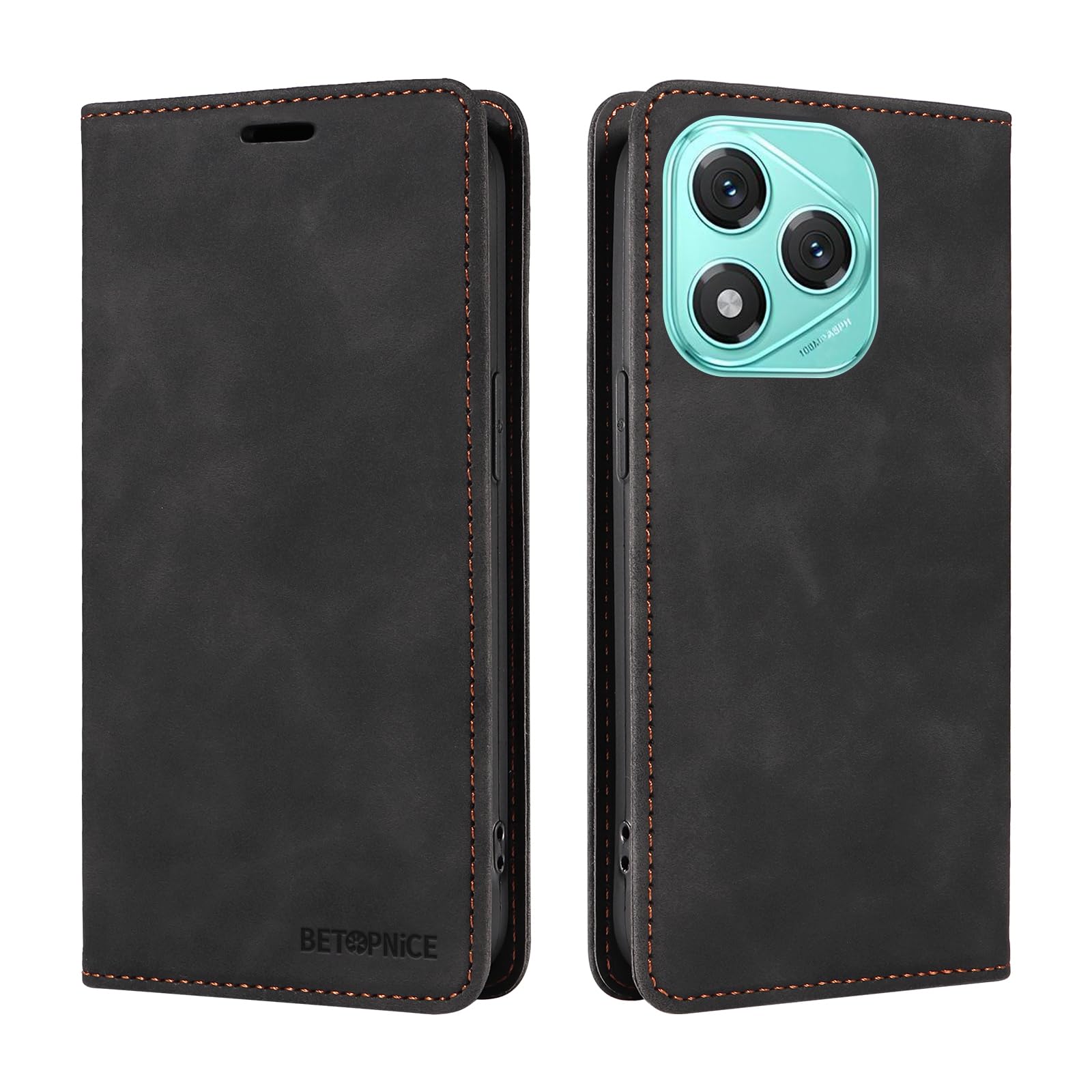 Étui Portefeuille Pour Honor View 10 - Cuir PU, Rabat Magnétique, Cordon Cou, Motif Chat, Protection Complète
