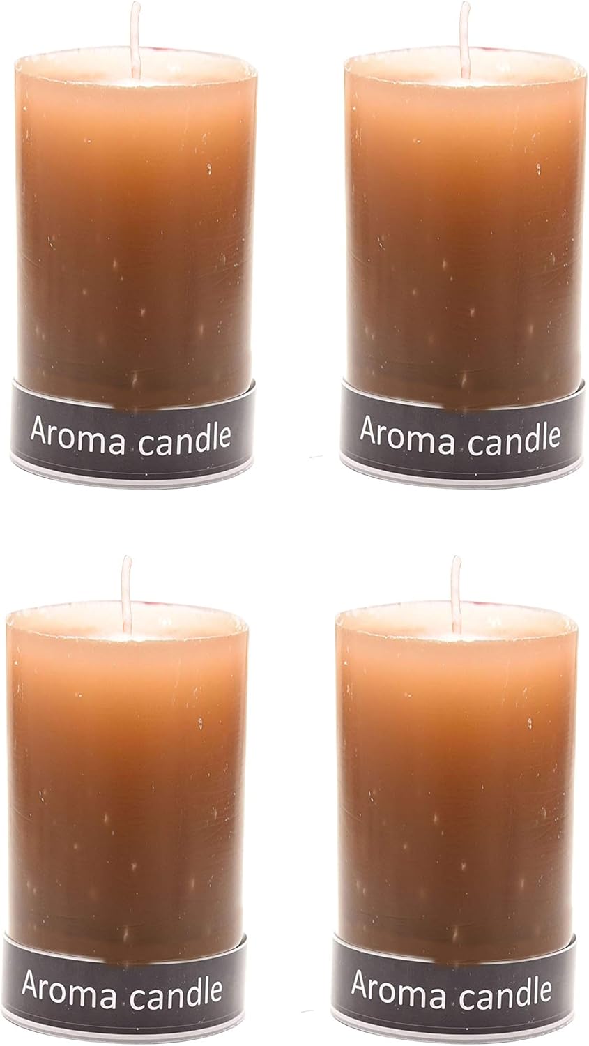 Blessfull Healing Home Decorative Highly Fragranced Chocolate Scented Aromatic Pillar Candles Long Burning Aromatherapy Christmas Candles Gift Set (Pack of 6) (3.5" x 2" Diameter)