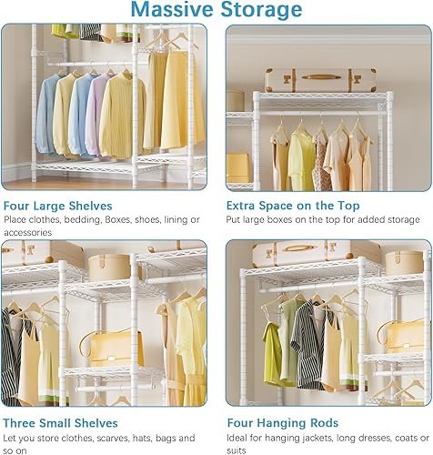 Vista 14 de VIPEK - Perchero resistente de 5 niveles, de alambre, para colgar ropa Negro