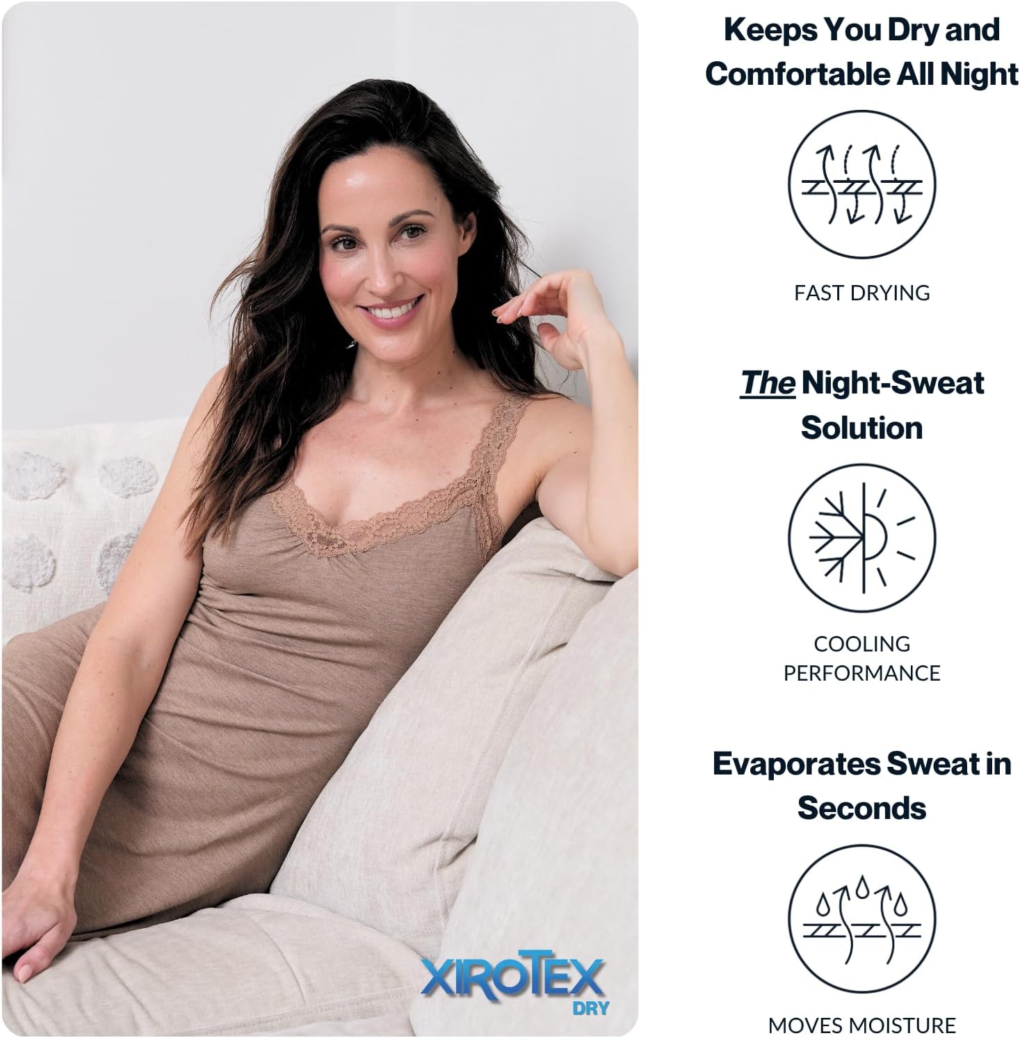 Lusome Maya Nightgown for Menopause & Hot Sleepers - Hot Flashes & Night Sweat Relief Pajamas for Women