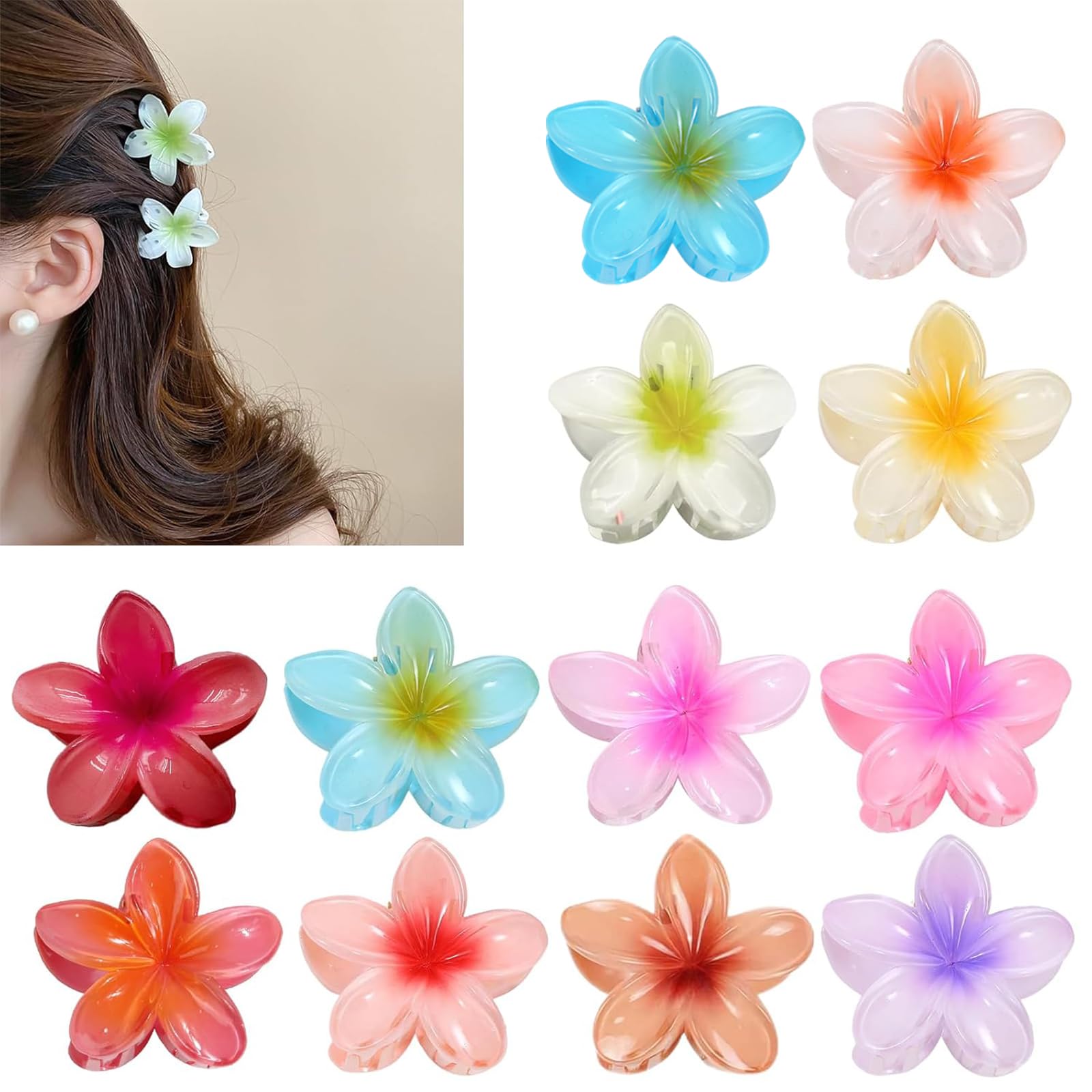 Lotto 50 Fermagli Per Capelli A Fiore Di Plumeria – Schiuma Colorata Per Donna E Ragazza - Foto 3