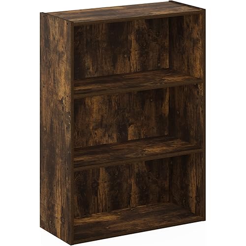 Furinno Pasir 3-Tier Open Shelf Bookcase, Amber Pine
