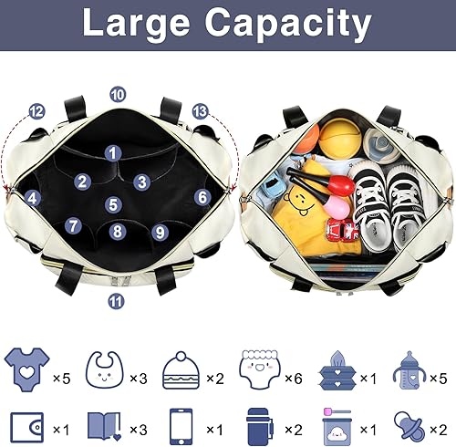 Miniatura 5 de ITIEZY Diaper Bag Tote for Baby - Large Mommy Bag with Portable Changing Pad Pacifier Case, Hospital Bags Travel Baby Bag