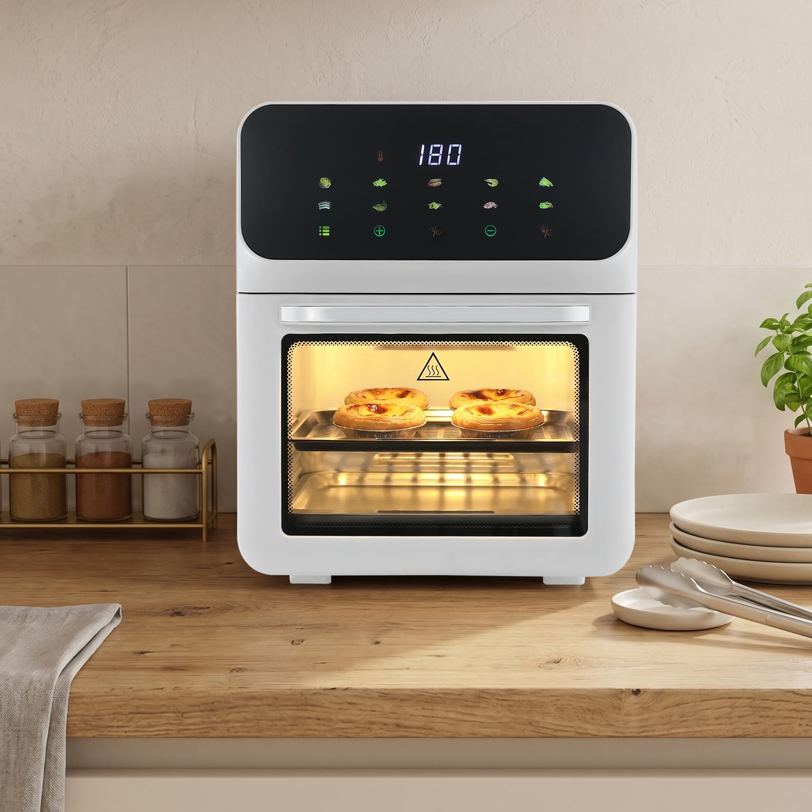 Friggitrice ad aria,air fryer 10L,senza olio con finestra,touchscreen LED