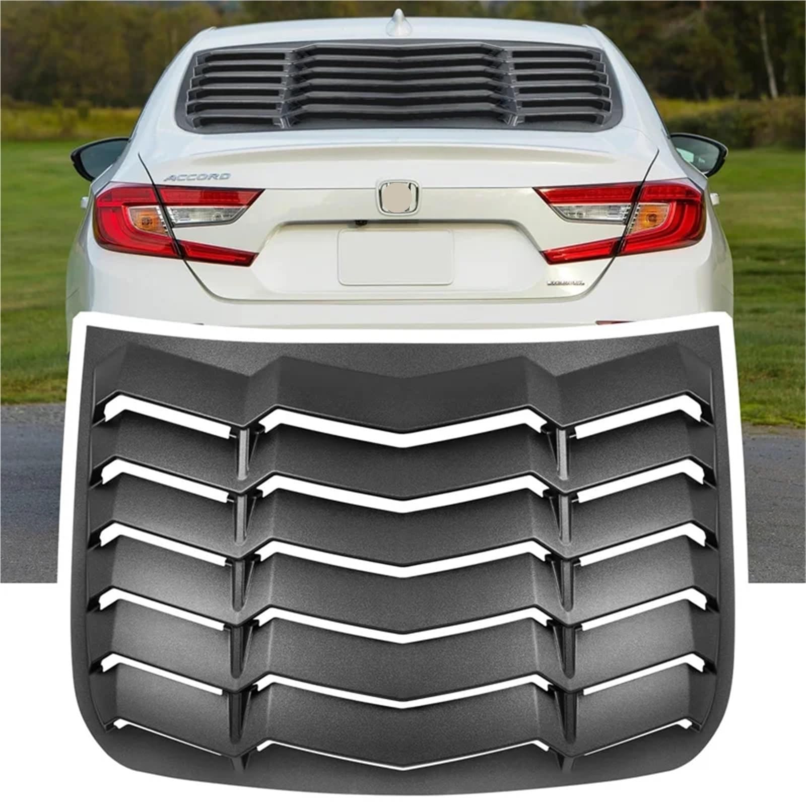 Rear Window Louver Windshield Sun Shade Cover (Matte Black) Compatible for Honda Accord Sedan 4-Door 2018-2022 GT Lambo Style