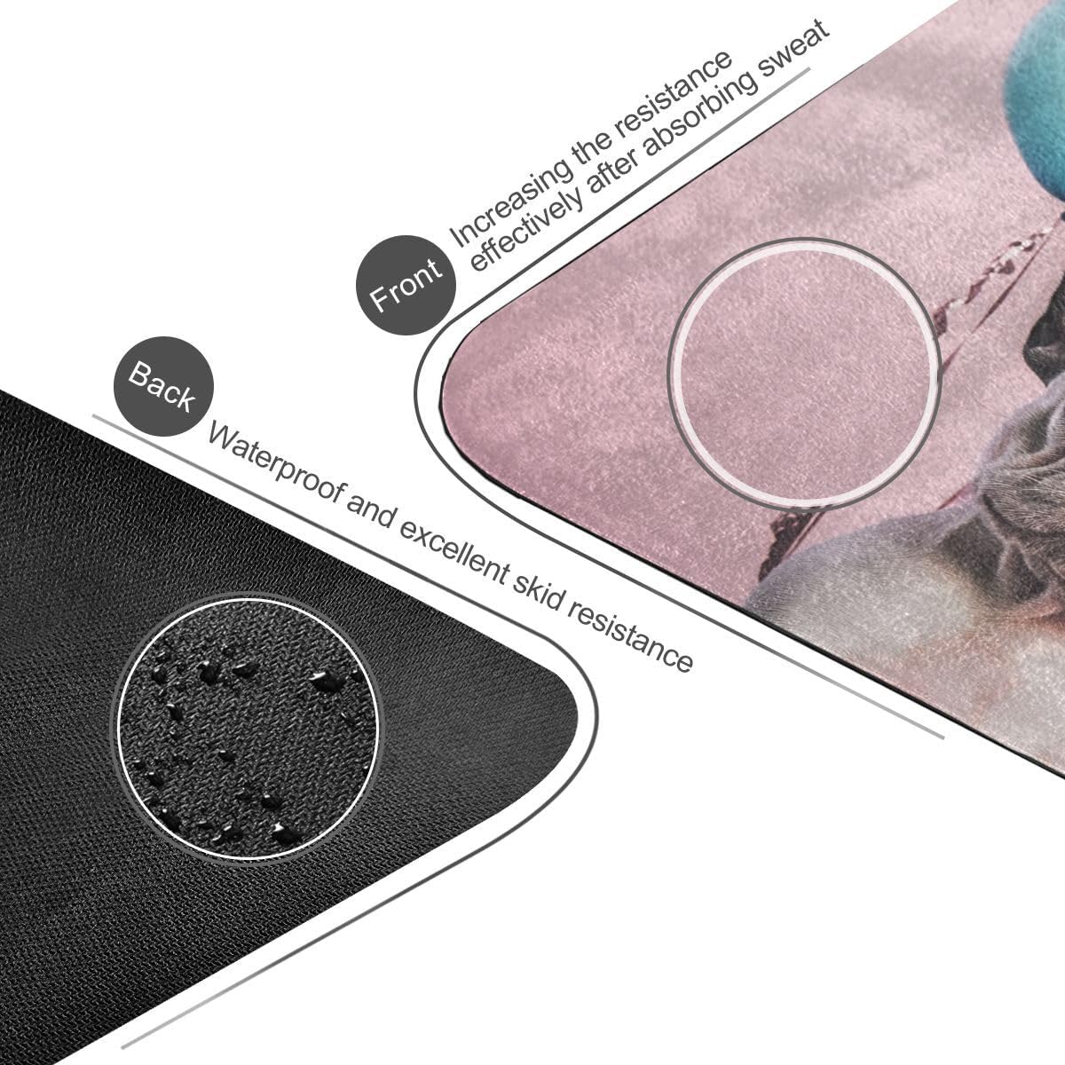 ALAZA French Bulldog Puppy Wearing Party Cap Holds Balloon Yoga Mat Non Slip Fitness Exercise Mat, Workout Mat for Yoga, Pilates and Floor Exercises