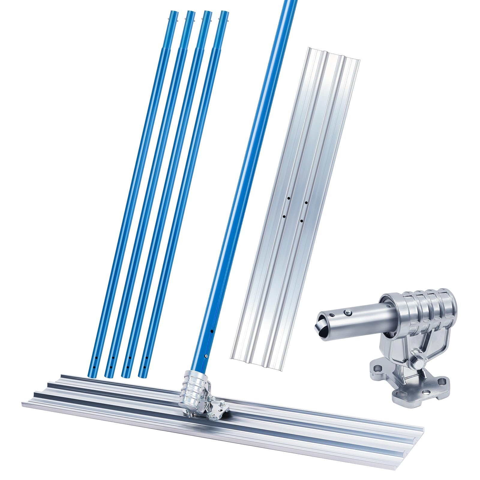 Garvee Bull Float professionnel extrémités carrées 48 x 8 pouces – Alliage aluminium-magnésium – 4 poignées extensibles, support réglable – Lissage béton, chapes, dalles, allées, terrasses – Bleu