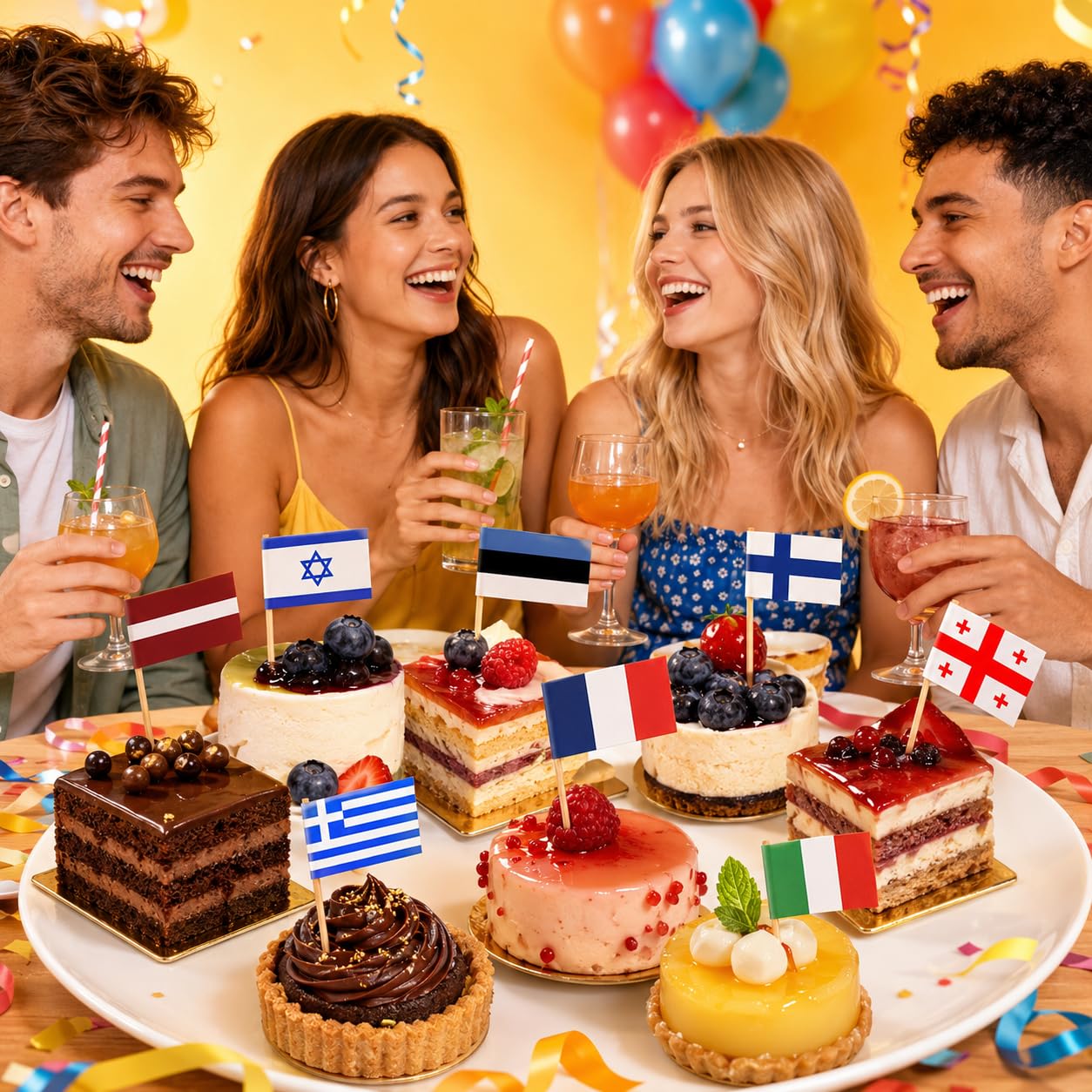 Lot de 100 cure-dents en bois - Marqueur alimentaire - Décoration de fête pour buffets et occasions festives - Mélange de motifs