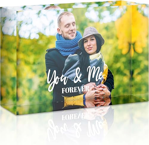 ACRYLUXE Regalo de foto personalizado para parejas, imagen de casado para siempre, 4 x 6 pulgadas, acrílico transparente grueso, decoración de
