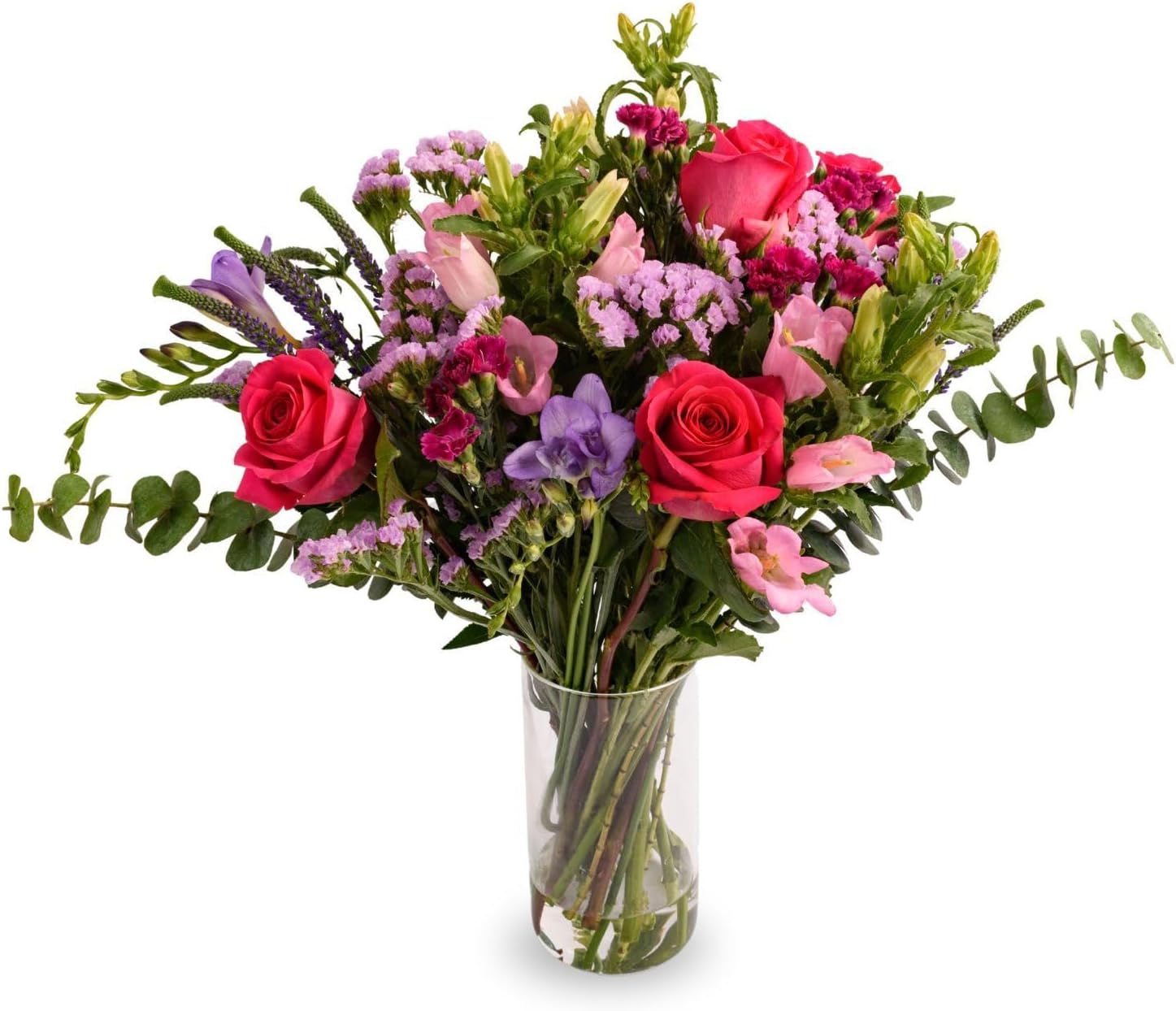 Epicflowers Lavender Bliss Bouquet – Fresh Flower Bouquet with Roses & Seasonal Blooms – Glass Vase Included, Gift Flowers for Birthday, Anniversary, Sympathy, Thank You & More