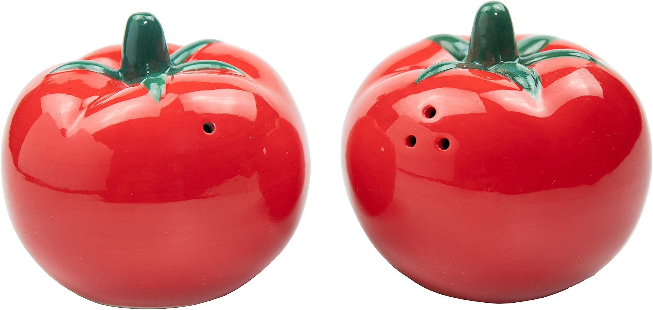 WD-Cute Red Tomato Shaped Ceramic Salt and Pepper Shaker Set Dai 3inch- Exquisite Hand paint - Gifts for Kitchen