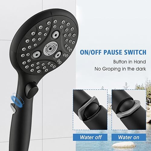 Miniatura 27 de PROOX Boquilla de bañera de metal con desviador negro mate, boquilla desviadora para ducha de mano