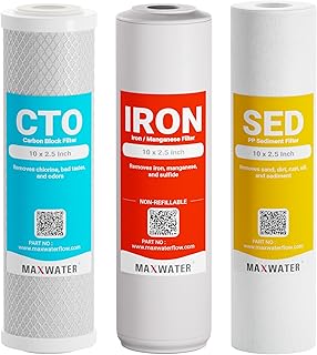 Max Water 10x2.5 Iron & Manganese Whole House Water Filter Replacement Set