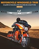 Vista 6 de PBYMT Parabrisa biselada con ranuras pulidas de acero inoxidable en forma de murciélago, cromada, compatible con Harley Tri Electra Street Glide