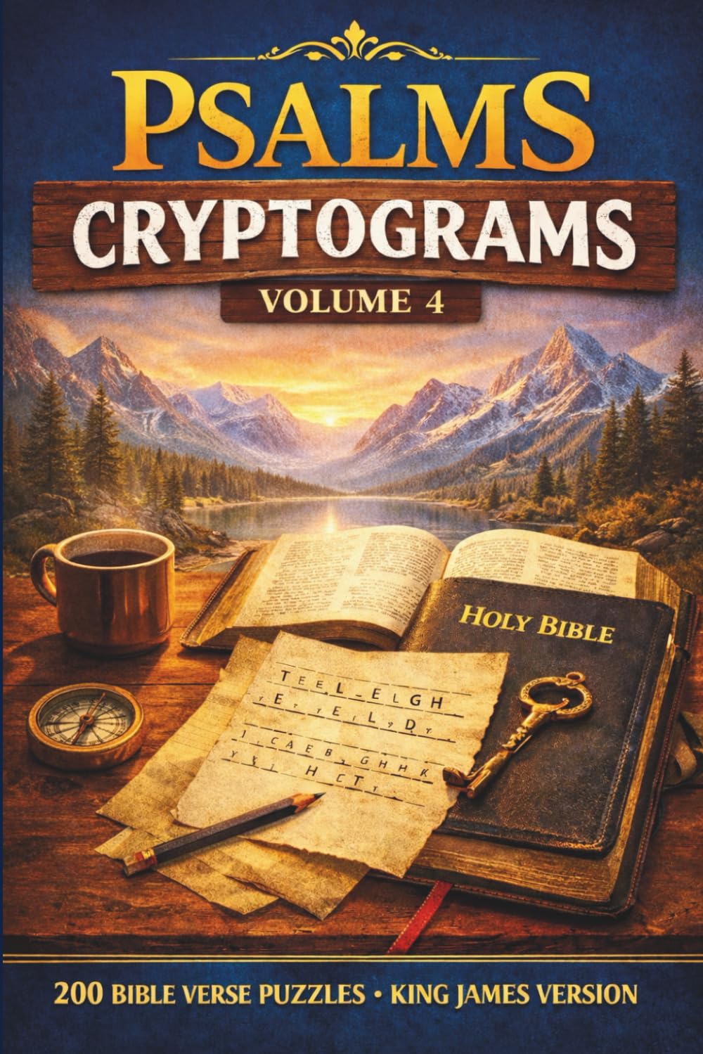 The Divine Puzzles: Psalms Cryptograms Vol. 4: 200 KJV Bible Verse Puzzles; A Randomized Collection of King James Version Scripture Cryptograms for Daily Devotion and Mental Sharpness