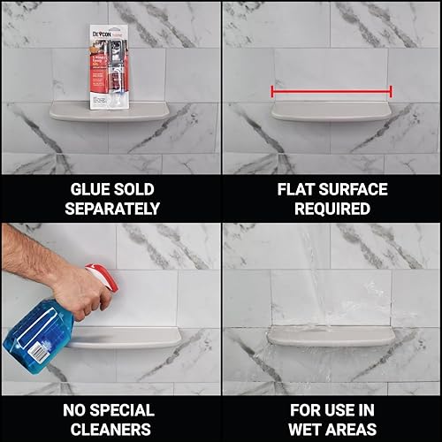 Miniatura 6 de Questech Décor - Estante de ducha flotante de 12 pulgadas, reacondicionamiento montado en la pared para paredes de ducha con azulejos, organizador