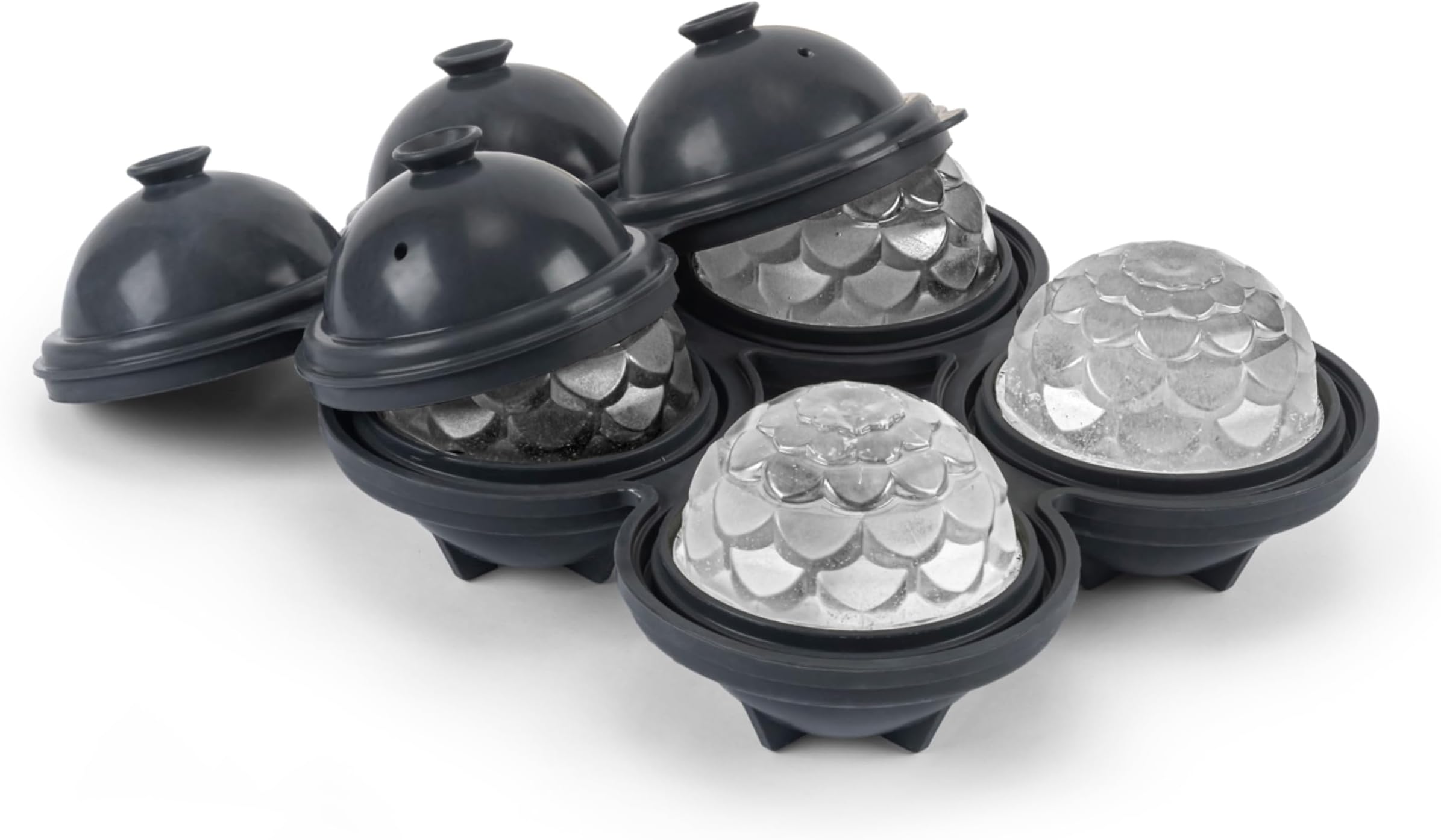 W&P Design Petal Ice Tray, Perfect Etched Spheres, Slow Melting for Whiskey and Cocktails, Food Grade Premium Silicone, Dishwasher Safe, BPA Free