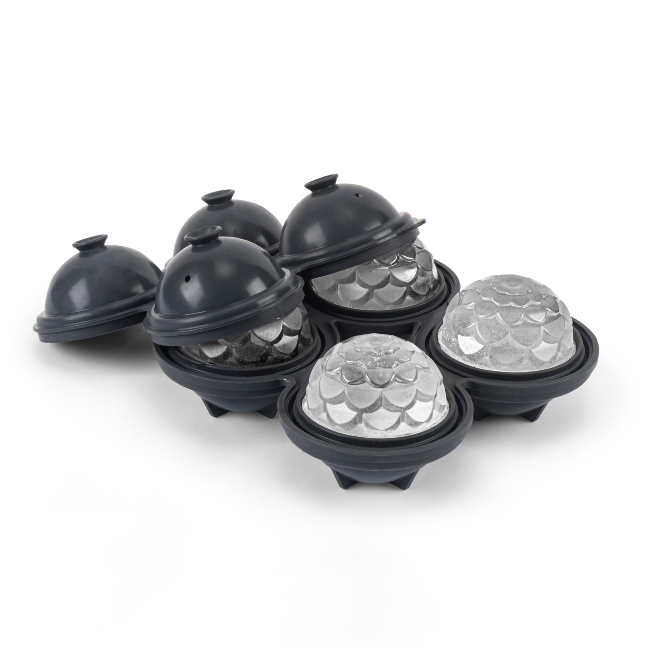 W&P Design Petal Ice Tray, Perfect Etched Spheres, Slow Melting for Whiskey and Cocktails, Food Grade Premium Silicone, Dishwasher Safe, BPA Free