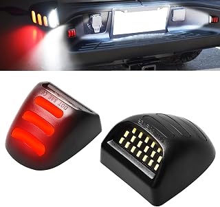 License Plate Light Tag Light Assembly White LED License Plate Light with 3 Red OLED Neon Lamp Replacement For Chevy Silverado Suburban Tahoe Cadillac Escalade EXT GMC Sierra 1500 2500 3500 Yukon XL
